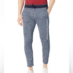 NEW A|X Armani Exchange Heathered Logo Tapered Fleece Sweatpants